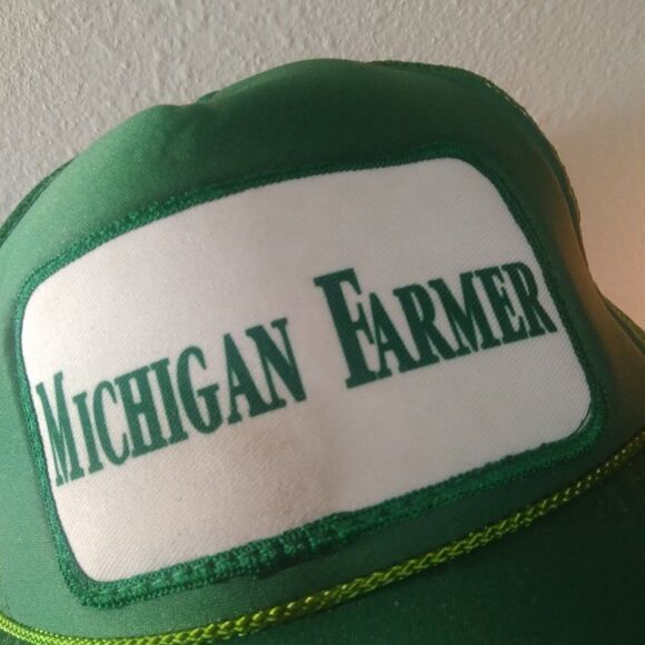 Deadstock Vintage Michigan Farmer Patch Snap Back Trucker Hat - Picture 2 of 9